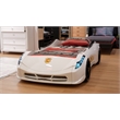 Pemberly Row Modern Wood Twin Race Car Bed with Remote Control in White