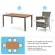 Pemberly Row 7PCS Patio Rattan Dining Set Acacia Wood Table Cushioned Chair-Gray