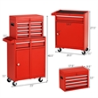 Pemberly Row 5-Drawer Rolling Tool Chest Cabinet Metal Tool Storage Box in Red