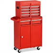 Pemberly Row 5-Drawer Rolling Tool Chest Cabinet Metal Tool Storage Box in Red