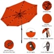 Pemberly Row 10ft Patio Solar Umbrella LED Patio Market Steel Tilt in Orange