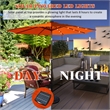 Pemberly Row 10ft Patio Solar Umbrella LED Patio Market Steel Tilt in Orange