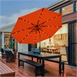 Pemberly Row 10ft Patio Solar Umbrella LED Patio Market Steel Tilt in Orange
