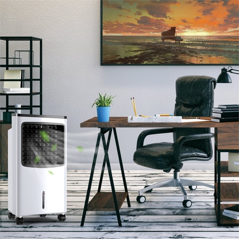 Pemberly Row Portable Cooler Fan Filter Humidify Anion W/ Remote Control - White