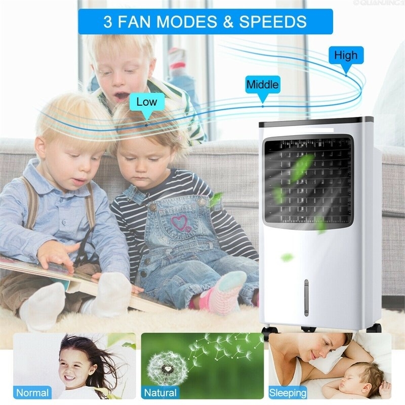 Pemberly Row Portable Cooler Fan Filter Humidify Anion W/ Remote Control - White