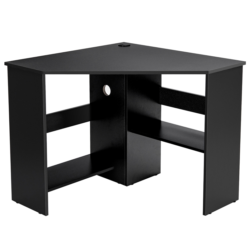 Pemberly Row Corner Computer Desk Writing Workstation in Black
