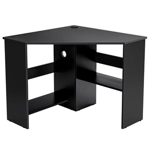 Pemberly Row Corner Computer Desk Writing Workstation in Black