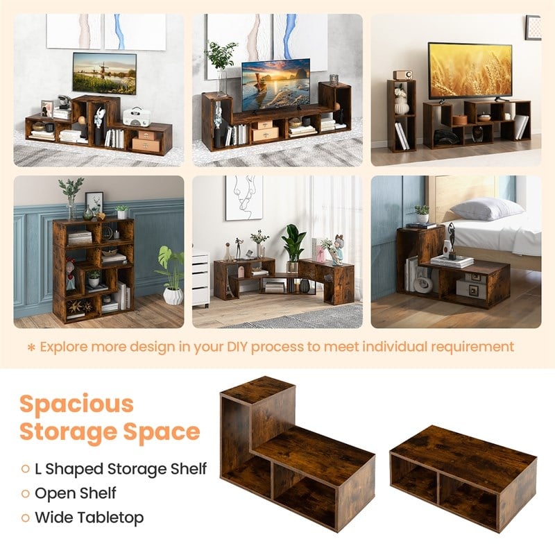 Pemberly Row 3 Pieces TV Console Stand Modern Entertainment Center in Brown