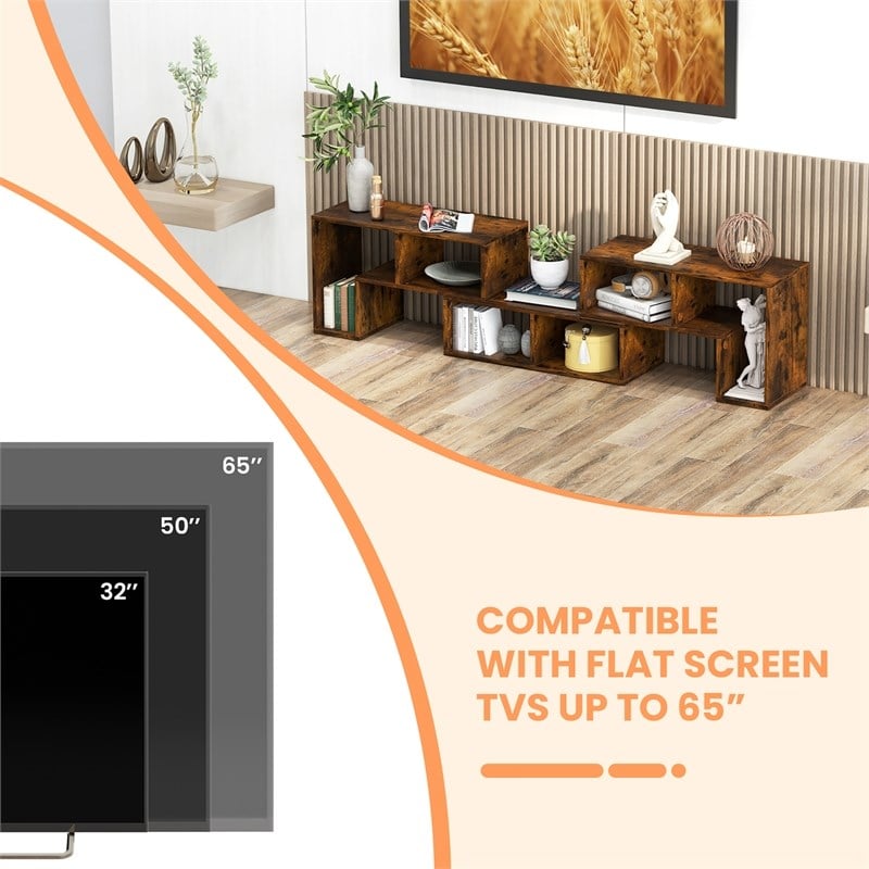 Pemberly Row 3 Pieces TV Console Stand Modern Entertainment Center in Brown