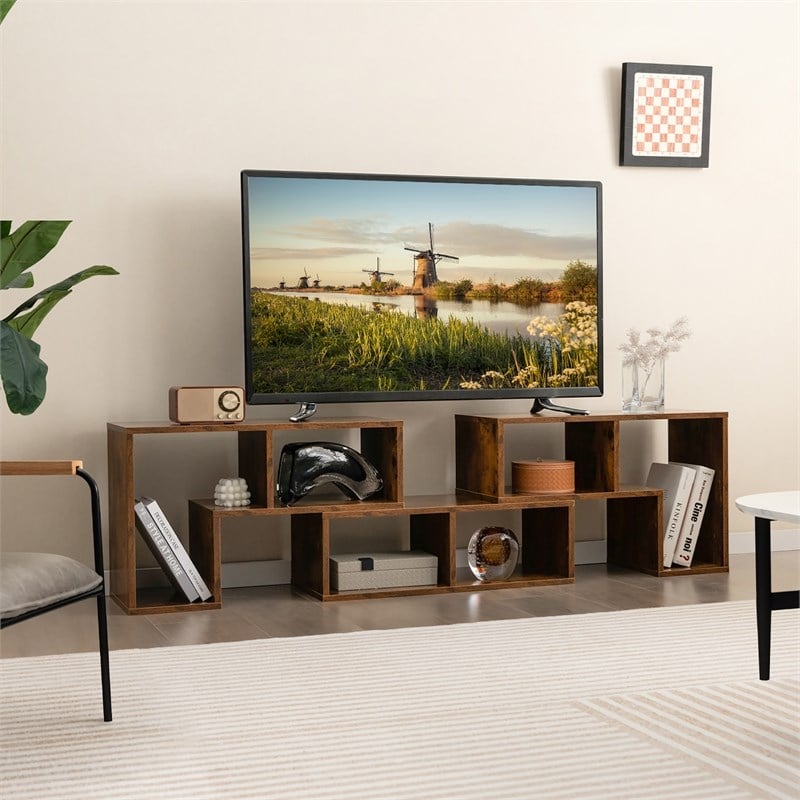 Pemberly Row 3 Pieces TV Console Stand Modern Entertainment Center in Brown