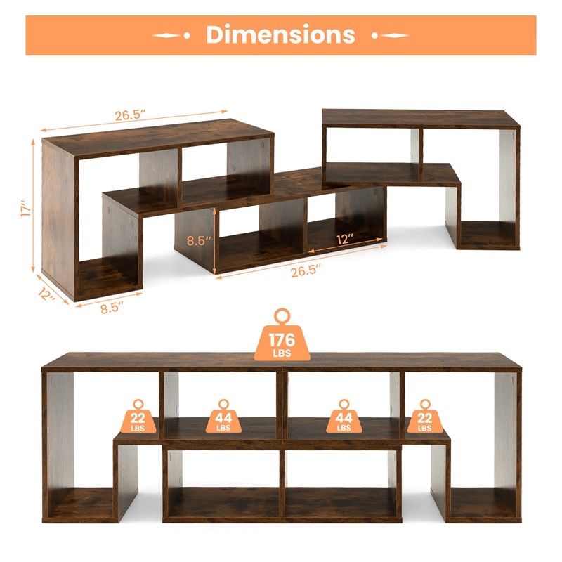 Pemberly Row 3 Pieces TV Console Stand Modern Entertainment Center in Brown