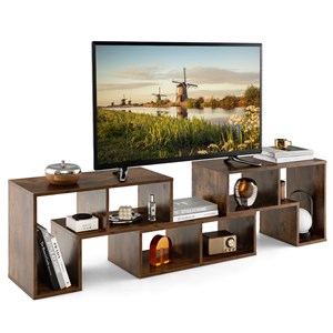 Pemberly Row 3 Pieces TV Console Stand Modern Entertainment Center in Brown