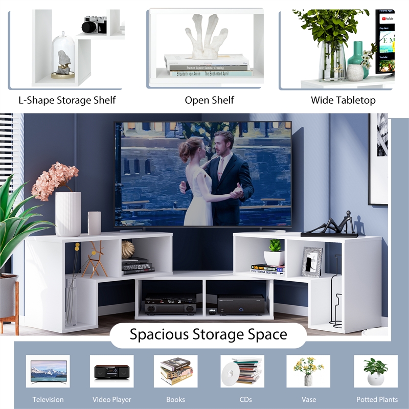 Pemberly Row 3 Pieces TV Console Stand Modern Entertainment Center in White