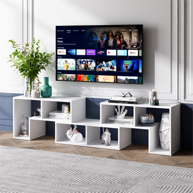 Pemberly Row 3 Pieces TV Console Stand Modern Entertainment Center in White