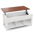 Pemberly Row Lift Top Coffee Table w/ Hidden Compartment & Storage Shelves-White