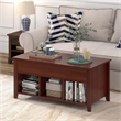 Pemberly Row Lift Top Coffee Table w/ Hidden Compartment & Storage Shelves-Brown