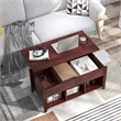 Pemberly Row Lift Top Coffee Table w/ Hidden Compartment & Storage Shelves-Brown