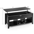 Pemberly Row Lift Top Coffee Table w/ Hidden Compartment & Storage Shelves-Black