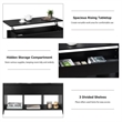 Pemberly Row Lift Top Coffee Table w/ Hidden Compartment & Storage Shelves-Black