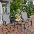 Pemberly Row 4PCS Patio Folding Dining Chairs Portable Armrest Garden Gray