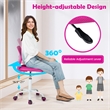 Pemberly Row Height-adjustable Ergonomic Kids Chair w/ Wheels Pink