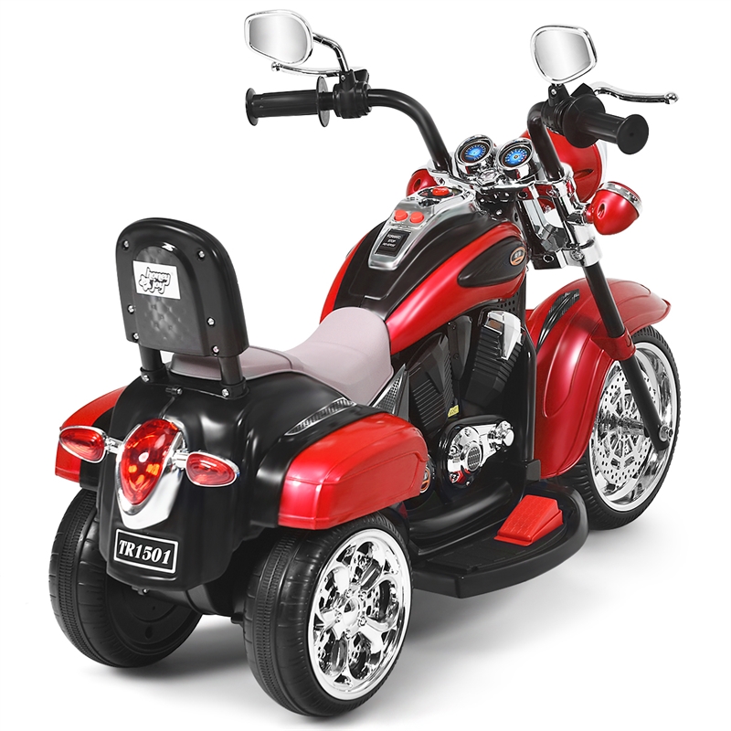 Pemberly Row 6V Kids Ride On Chopper Motorcycle 3 Wheel Trike Red