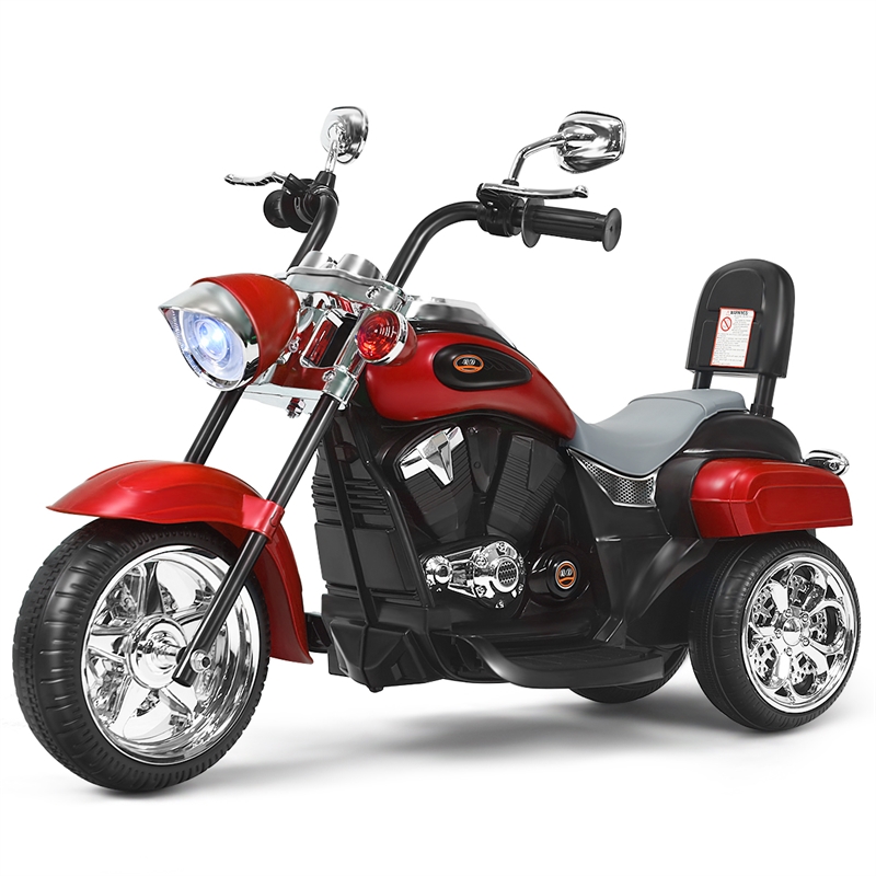 Pemberly Row 6V Kids Ride On Chopper Motorcycle 3 Wheel Trike Red