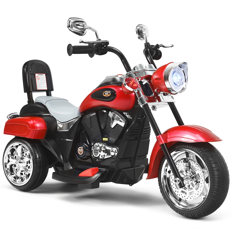 Pemberly Row 6V Kids Ride On Chopper Motorcycle 3 Wheel Trike Red