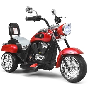 Pemberly Row 6V Kids Ride On Chopper Motorcycle 3 Wheel Trike Red