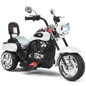 Pemberly Row 6V Kids Ride On Chopper Motorcycle 3 Wheel Trike White
