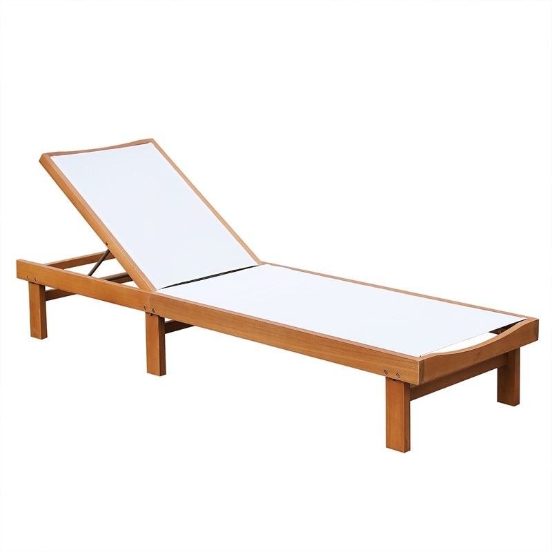 Pemberly Row Patio Lounge Chair with 5 Postion Adjustable Backrest White