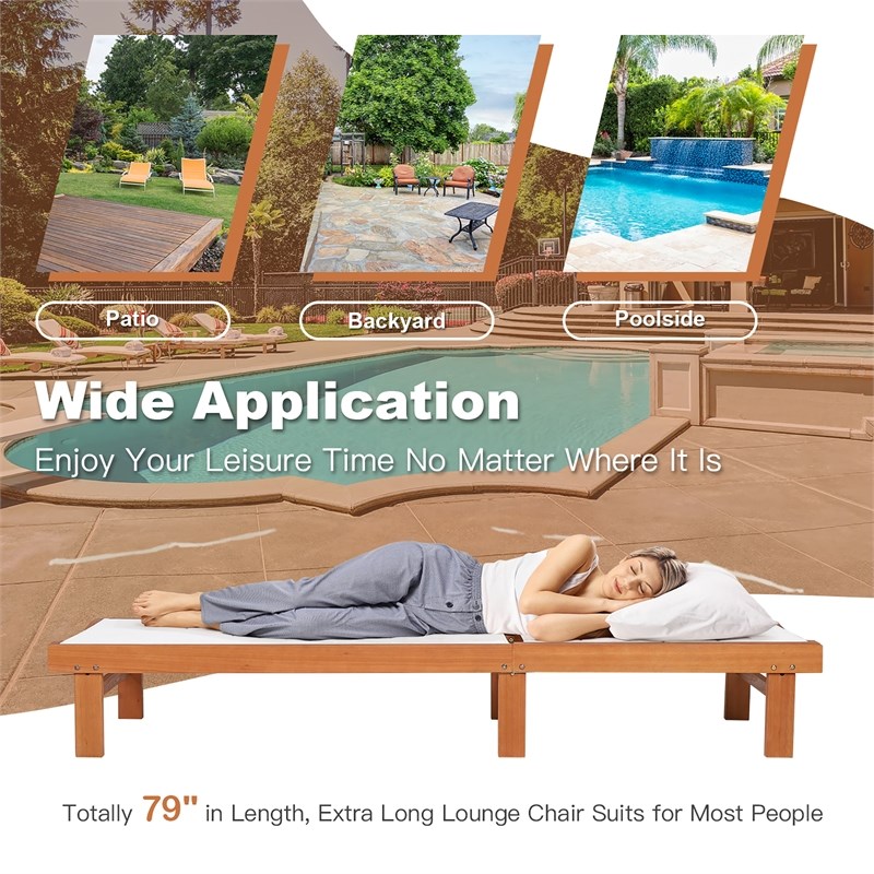 Pemberly Row Patio Lounge Chair with 5 Postion Adjustable Backrest White