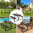 Pemberly Row Picnic Table Bench Set Outdoor Backyard Iron Garden Black
