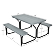 Pemberly Row Picnic Table Bench Set Outdoor Backyard Iron Garden Gray