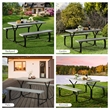 Pemberly Row Picnic Table Bench Set Outdoor Backyard Iron Garden Gray