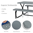 Pemberly Row Picnic Table Bench Set Outdoor Backyard Iron Garden Gray