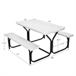 Pemberly Row Picnic Table Bench Set Outdoor Backyard Iron Garden White