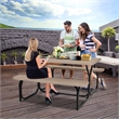 Pemberly Row Picnic Table Bench Set Outdoor Backyard Iron Garden Brown