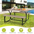 Pemberly Row Picnic Table Bench Set Outdoor Backyard Iron Garden Brown