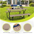 Pemberly Row Picnic Table Bench Set Outdoor Backyard Iron Garden Brown