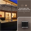 Pemberly Row 15FT Twin Patio Double-Sided Umbrella 48 Solar LED Lights Coffee