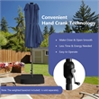 Pemberly Row 15FT Twin Patio Double-Sided Umbrella 48 Solar LED Lights Navy