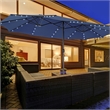 Pemberly Row 15FT Twin Patio Double-Sided Umbrella 48 Solar LED Lights Navy