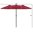 Pemberly Row 15FT Twin Patio Double-Sided Umbrella 48 Solar LED Lights Wine