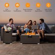 Pemberly Row 32''x 20'' Propane Fire Pit Table Set w/ Side Table Tank Brown