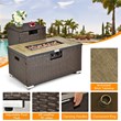 Pemberly Row 32''x 20'' Propane Fire Pit Table Set w/ Side Table Tank Brown
