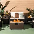 Pemberly Row 32''x 20'' Propane Fire Pit Table Set w/ Side Table Tank Brown