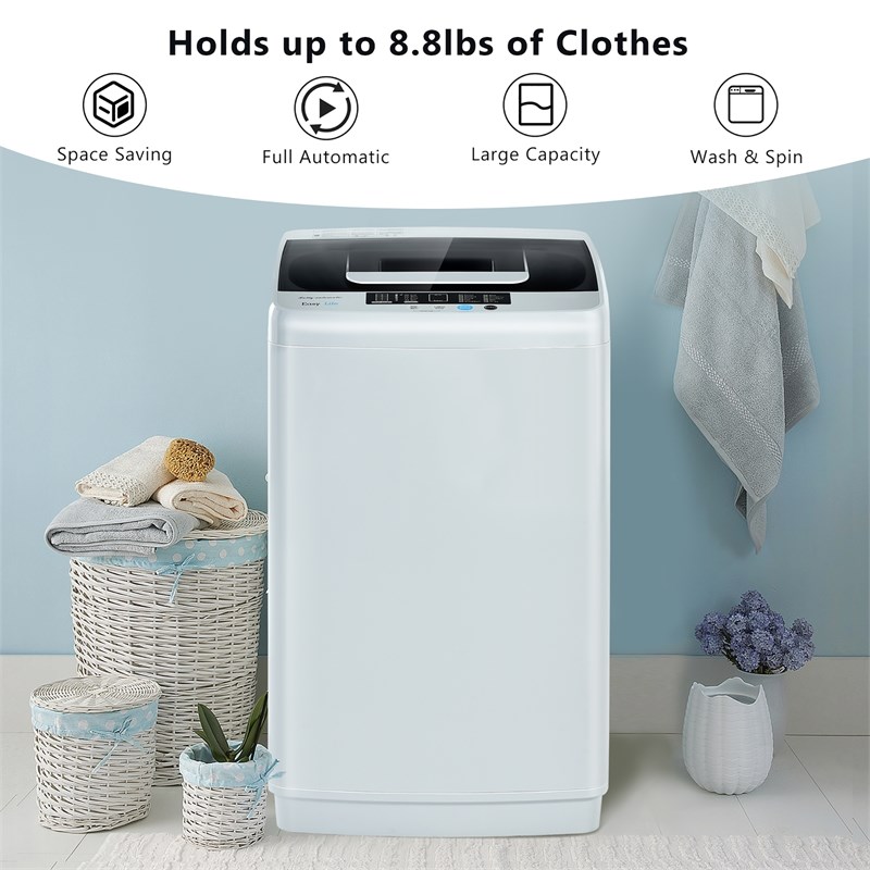 Pemberly Row Portable Full-Automatic Laundry Washing Machine 8.8lbs Spin Washer