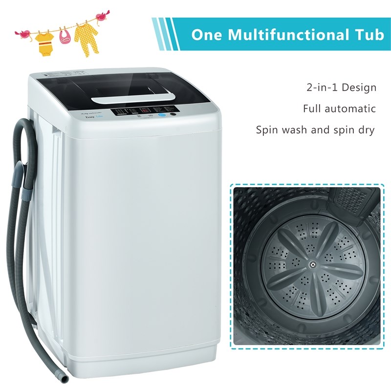 Pemberly Row Portable Full-Automatic Laundry Washing Machine 8.8lbs Spin Washer
