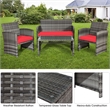 Pemberly Row 4PCS Patio Rattan Furniture Set Conversation Sofa Cushioned Red